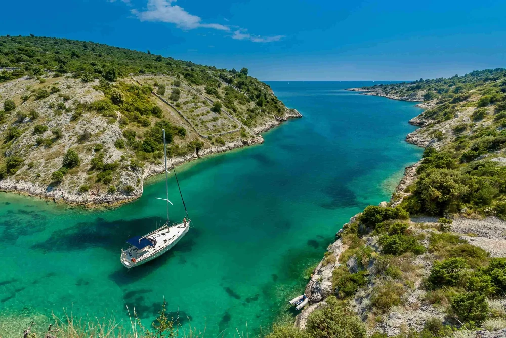 Yacht sailing near Dalmatian Islands